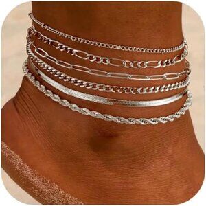 Anklets for Women 14K Real Gold Silver Plated Ankle Bracelets Trendy Waterproof